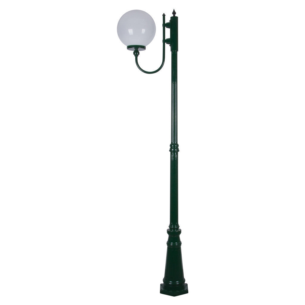 GT-619 Lisbon 30cm Sphere Curved Arm Tall Post Light / E27 - Green