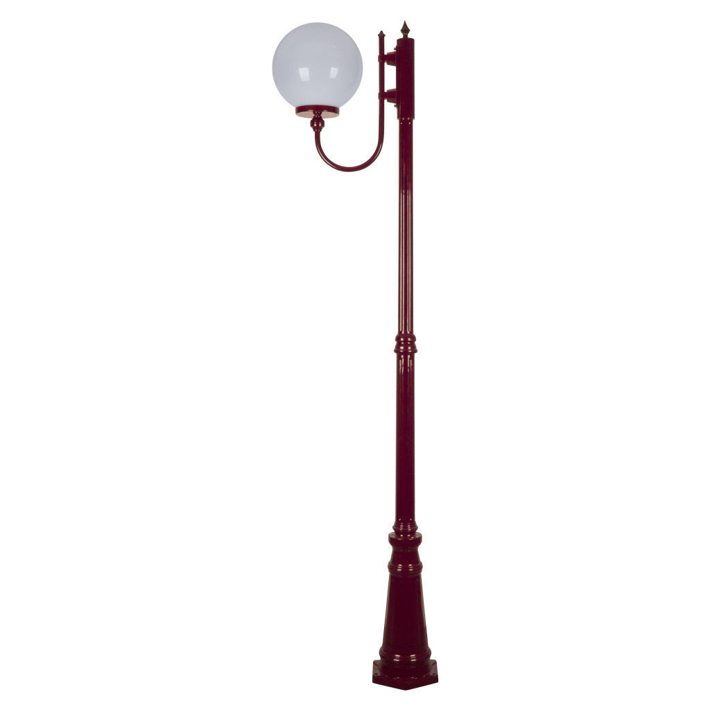 GT-619 Lisbon 30cm Sphere Curved Arm Tall Post Light / E27 - Burgundy