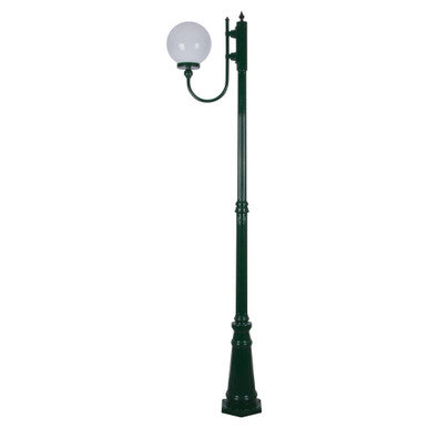 GT-618 Lisbon 25cm Sphere Curved Arm Tall Post Light - Powder Coated Finish / E27 - Green