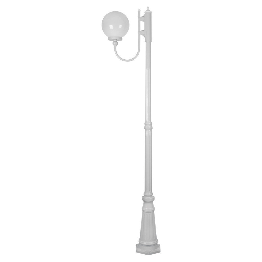 GT-618 Lisbon 25cm Sphere Curved Arm Tall Post Light - Powder Coated Finish / E27 - White