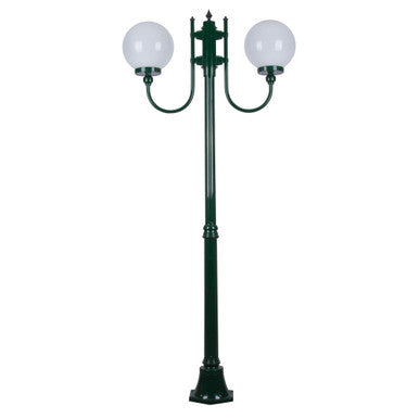 GT-614 Lisbon Twin Head 25cm Sphere Curved Arm Medium Post Light - Powder Coated Finish / E27 - Green