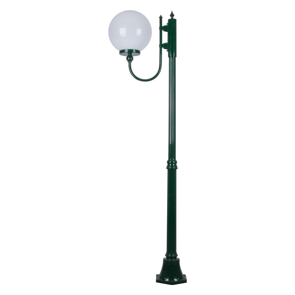 GT-613 Lisbon 30cm Sphere Curved Arm Medium Post Light - Powder Coated Finish / E27 - Green