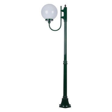 GT-613 Lisbon 30cm Sphere Curved Arm Medium Post Light - Powder Coated Finish / E27 - Green