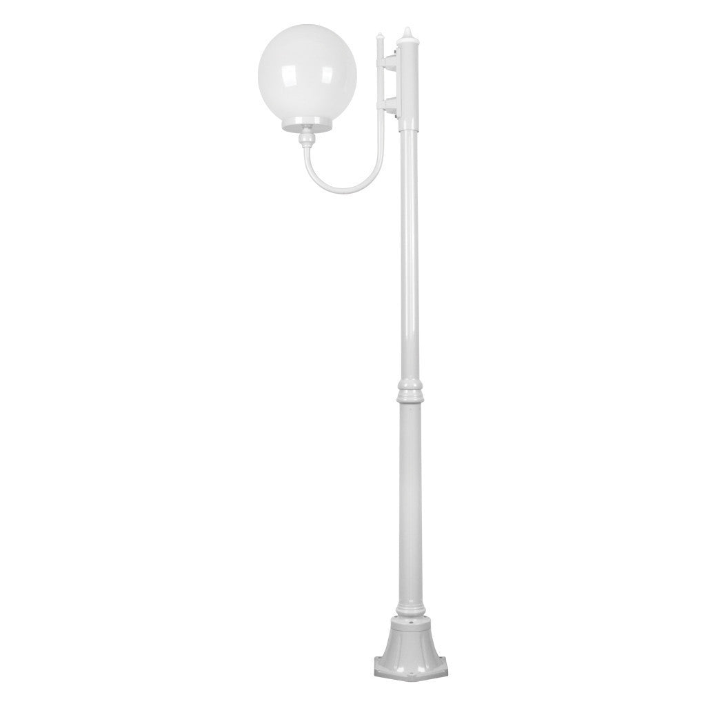 GT-613 Lisbon 30cm Sphere Curved Arm Medium Post Light - Powder Coated Finish / E27 - White