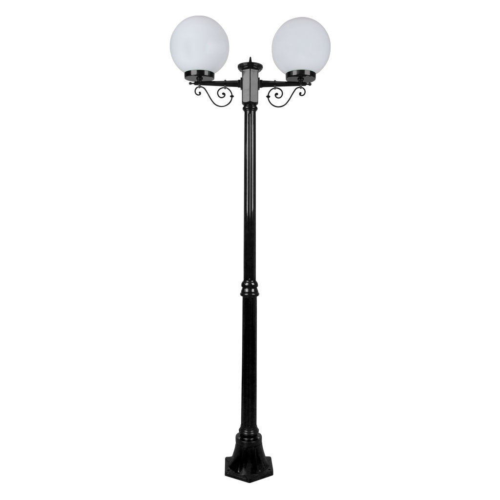 GT-569 Siena Twin 25cm Spheres Medium Post - Powder Coated Finish / E27 - Black