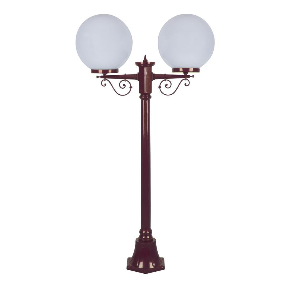 GT-568 Siena Twin 30cm Spheres Short Post - Powder Coated Finish / E27 - Burgundy