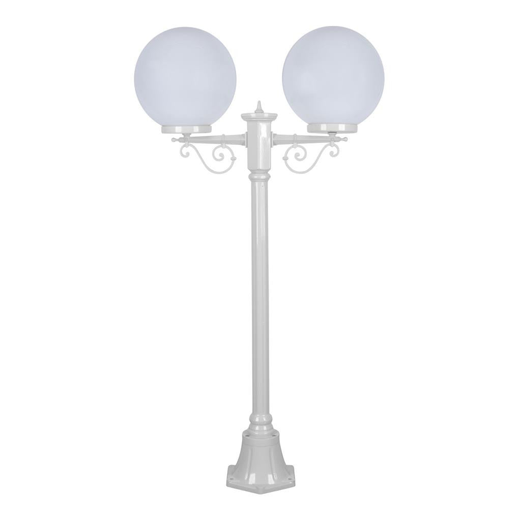 GT-568 Siena Twin 30cm Spheres Short Post - Powder Coated Finish / E27 - White