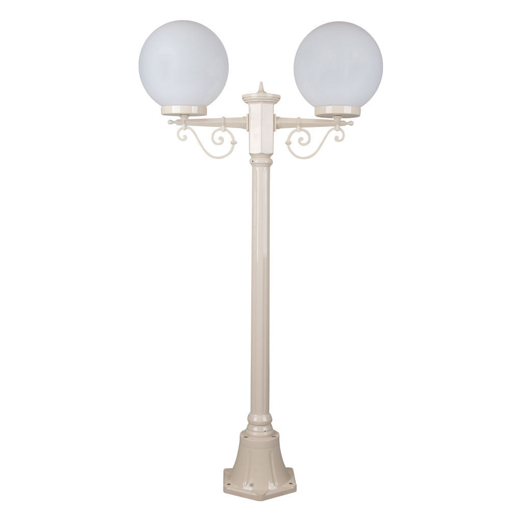 GT-567 Siena Twin 25cm Spheres Short Post - Powder Coated Finish / E27 - Beige