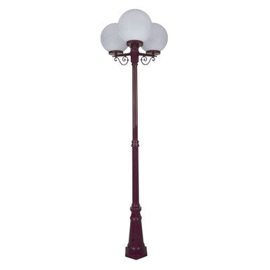 GT-563 Siena Triple 30cm Spheres Tall Post - Powder Coated Finish / E27 - Burgundy
