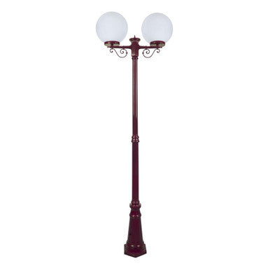 GT-561 Siena Twin 30cm Spheres Tall Post - Powder Coated Finish / E27 - Burgundy