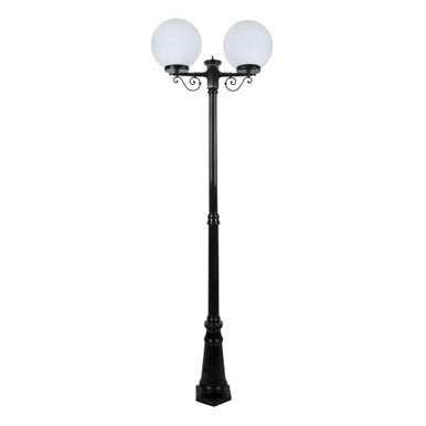GT-561 Siena Twin 30cm Spheres Tall Post - Powder Coated Finish / E27 - Black