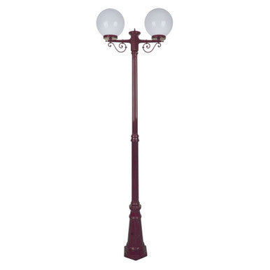 GT-560 Siena Twin 25cm Spheres Tall Post - Powder Coated Finish / E27 - Burgundy