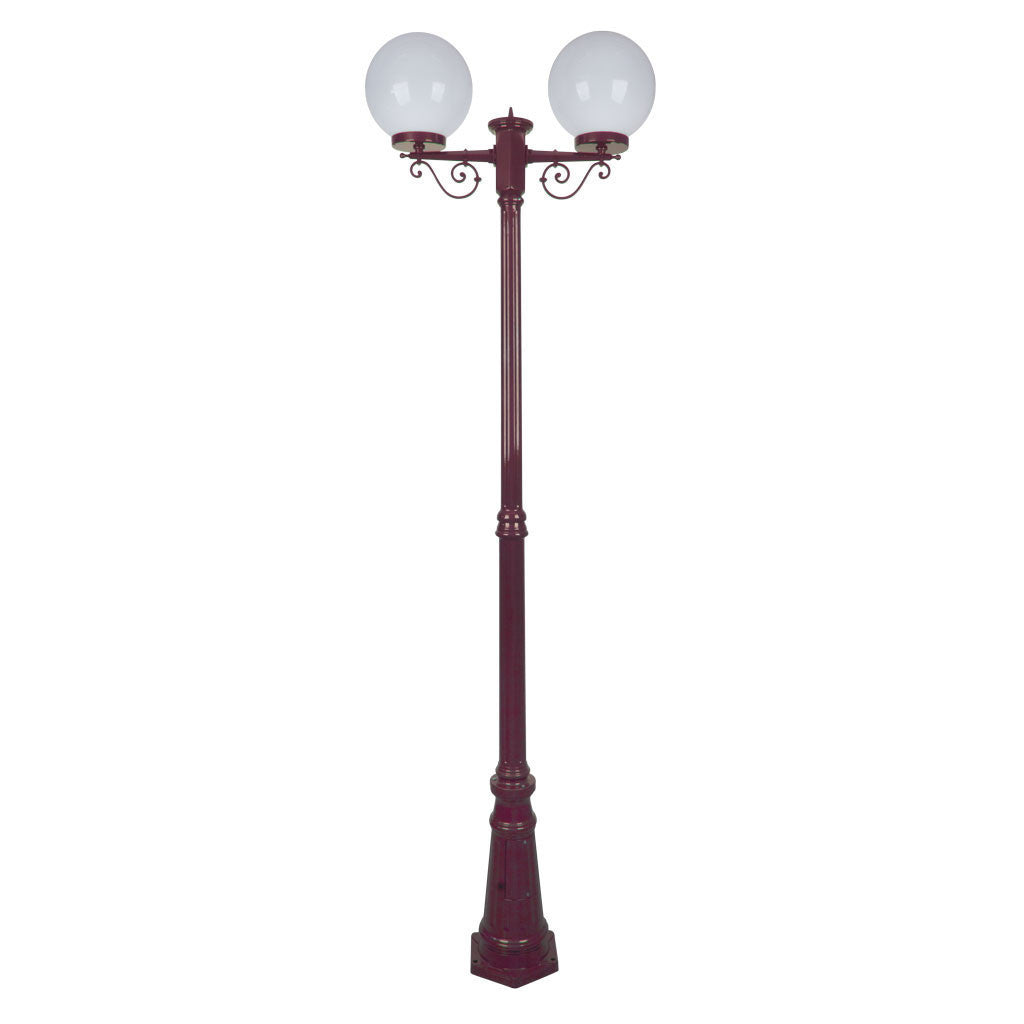 GT-560 Siena Twin 25cm Spheres Tall Post - Powder Coated Finish / E27 - Burgundy