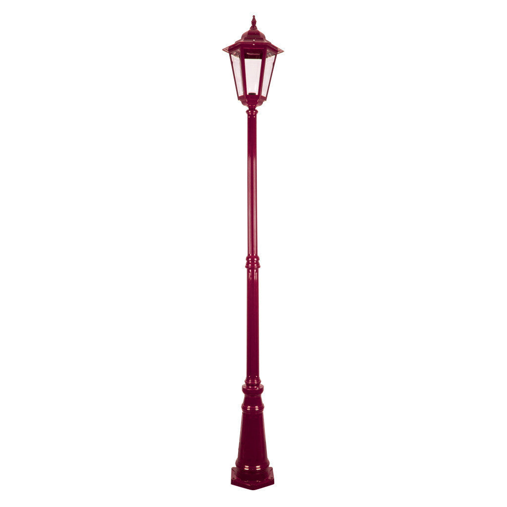 GT-488 Turin Large Single Head Tall Post Light - Powder Coated Finish / B22 - Burgundy