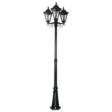 GT-432 Turin Triple Head Tall Post Light - Powder Coated Finish / B22 - Black