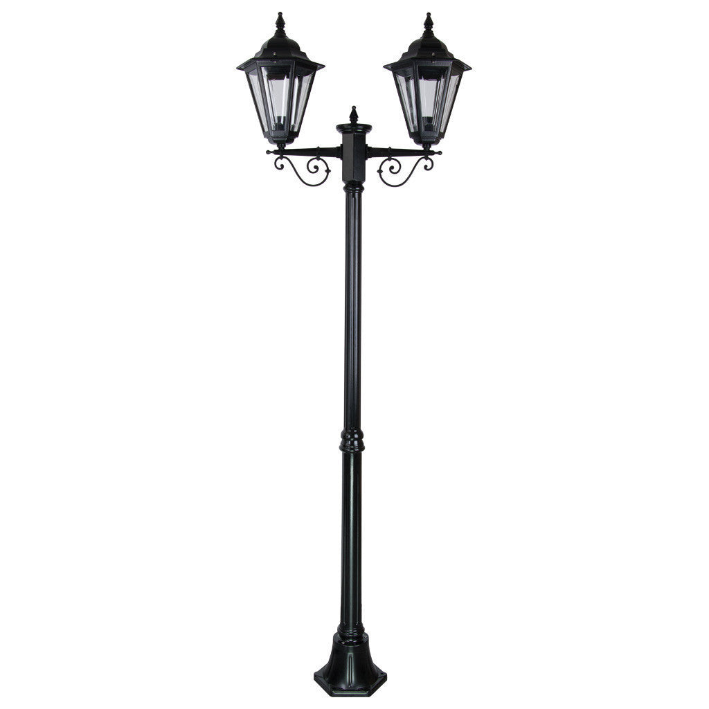 GT-427 Turin Twin Head Medium Post Light - Powder Coated Finish / B22 - Black