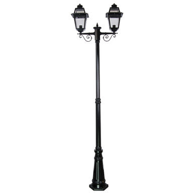GT-280 Avignon Twin Head Tall Post Light - Powder Coated Finish / B22 - Black