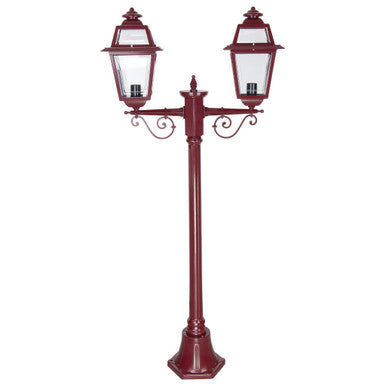 GT-275 Avignon Twin Head Short Post Light - Powder Coated Finish / B22 - Burgundy