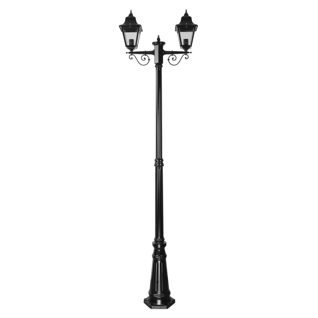 GT-240 Paris Twin Head Tall Post Light - Powder Coated Finish / B22 - Black