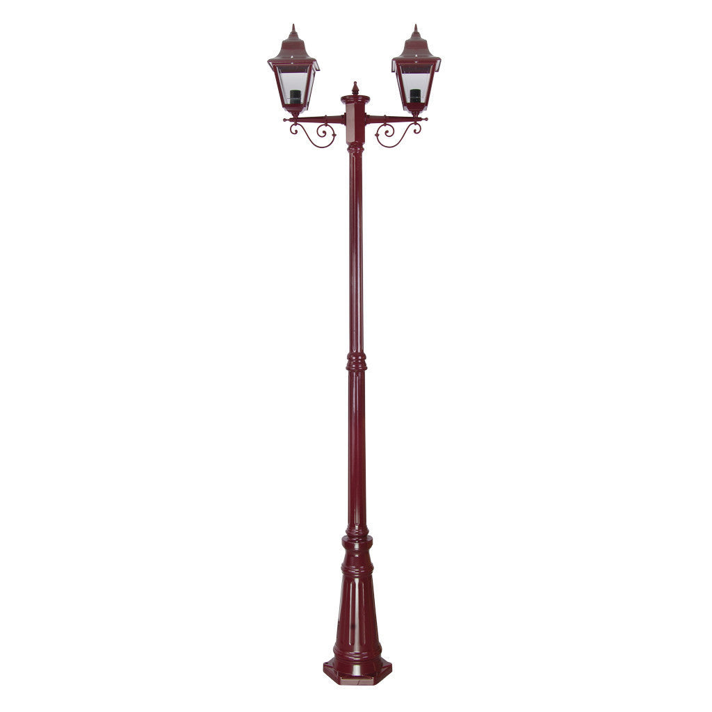GT-240 Paris Twin Head Tall Post Light - Powder Coated Finish / B22 - Burgundy