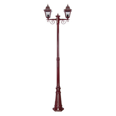 GT-240 Paris Twin Head Tall Post Light - Powder Coated Finish / B22 - Burgundy