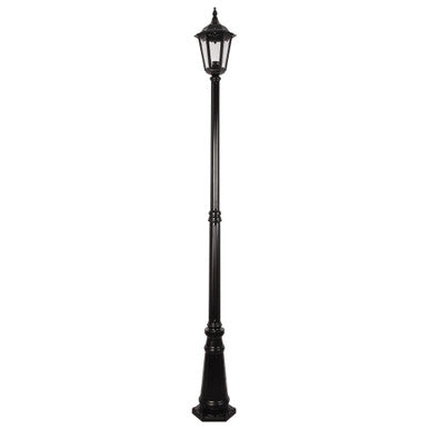 GT-138 Chester Single Head Tall Post Light - Powder Coated Finish / B22 - Black