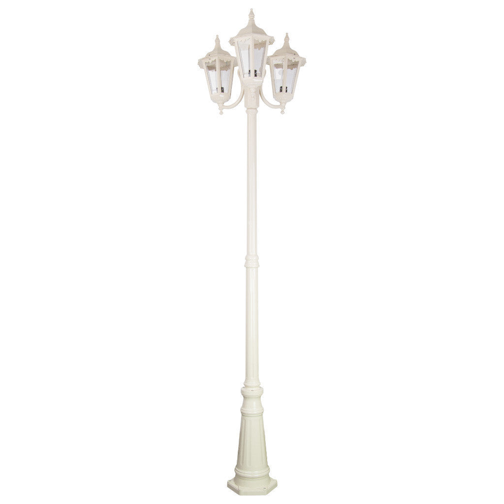 GT-1078 Chester Triple Head Curved Arm Tall Post Light - Powder Coated Finish / B22 - Beige