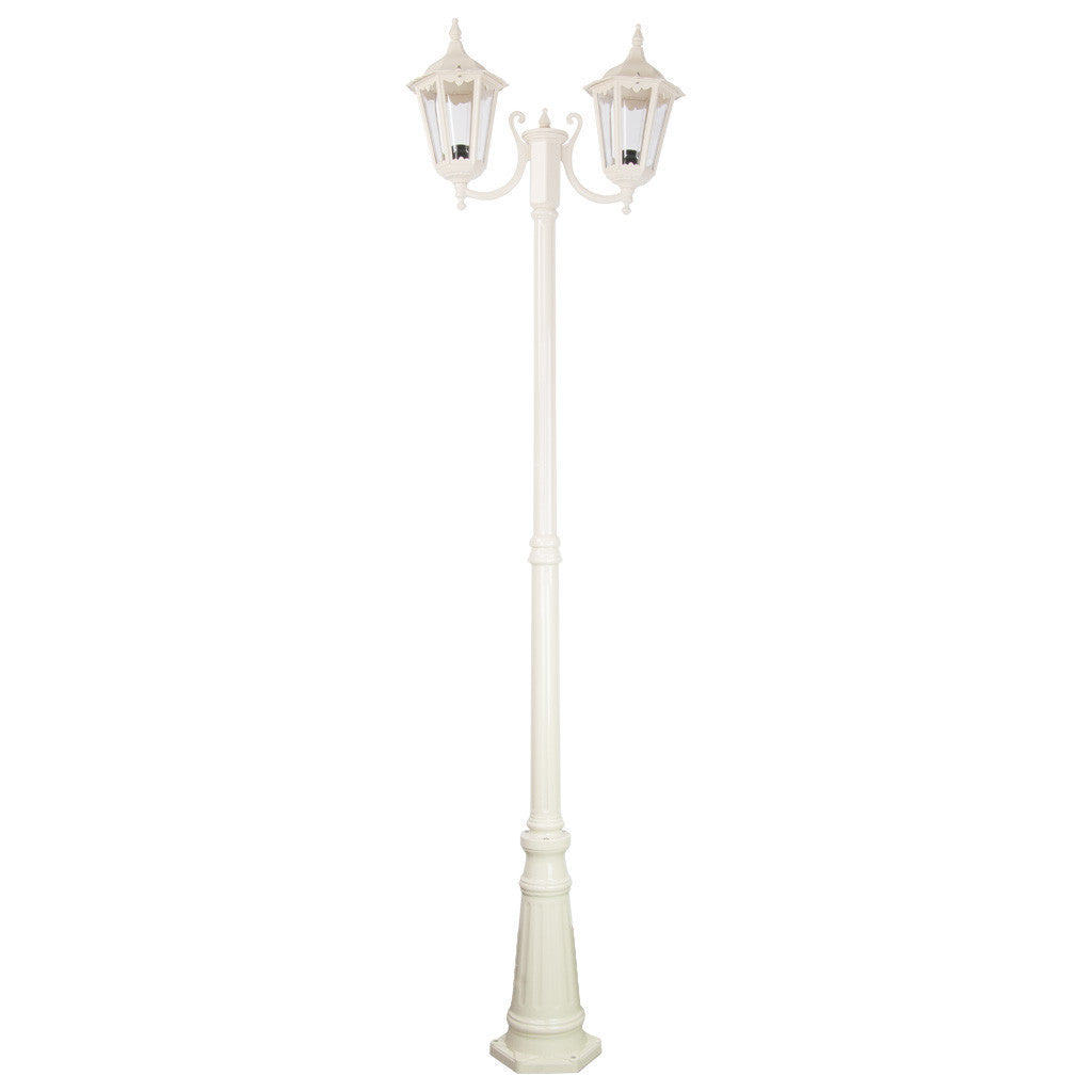 GT-1077 Chester Twin Head Curved Arm Tall Post Light - Powder Coated Finish / B22 - Beige