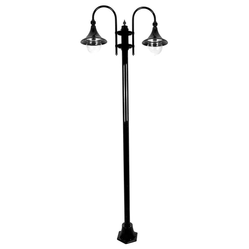 GT-1066 Monaco Twin Head Plain Post - Powder Coated Finish / E27 - Black