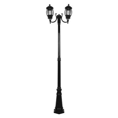 GT-1044 Vienna Twin Head Curved Arms Tall Post - Powder Coated Finish / B22 - Black