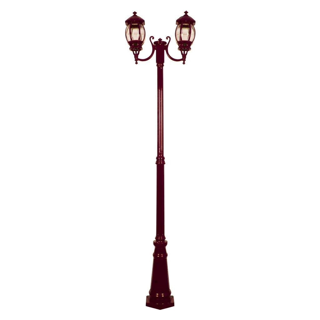 GT-1044 Vienna Twin Head Curved Arms Tall Post - Powder Coated Finish / B22 - Burgundy