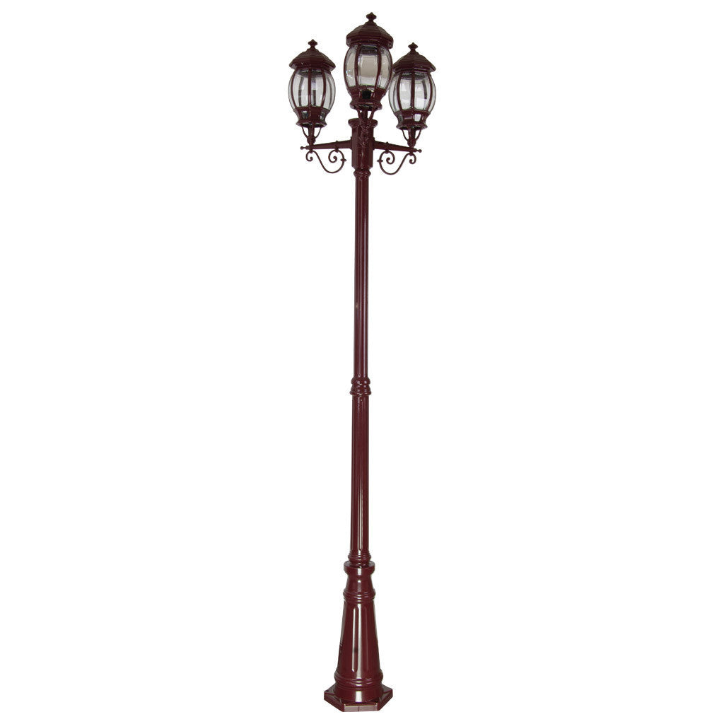 GT-682 Vienna Triple Head Tall Post - Powder Coated Finish / B22 - Burgundy