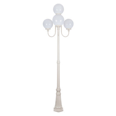 GT-626 Lisbon Four 25cm Spheres Curved Arms Tall Post Light - Powder Coated Finish / E27 - Beige