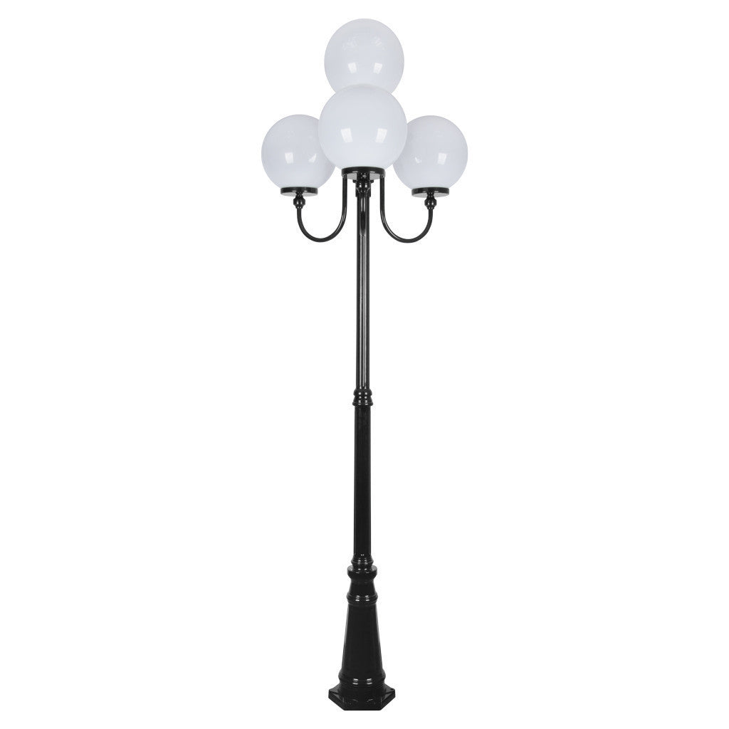 GT-627 Lisbon Four 30cm Spheres Curved Arms Tall Post Light - Powder Coated Finish / E27 - Black