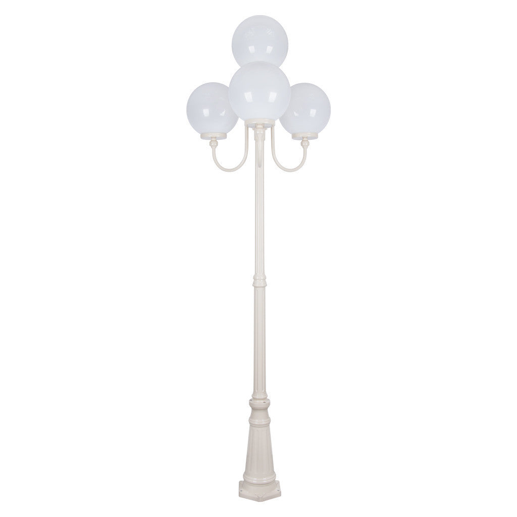 GT-627 Lisbon Four 30cm Spheres Curved Arms Tall Post Light - Powder Coated Finish / E27 - Beige
