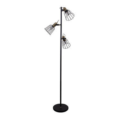 ASHLEY-3FL 3 LIGHT CAGE FLOOR LAMP 240V - Black