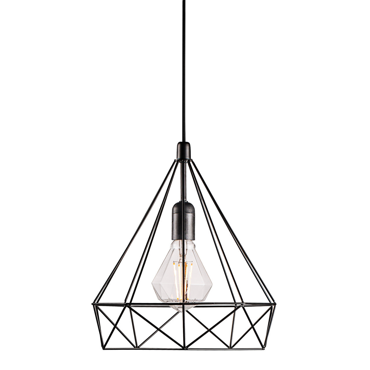 Aire modern pendant with decorative diamond shape globe