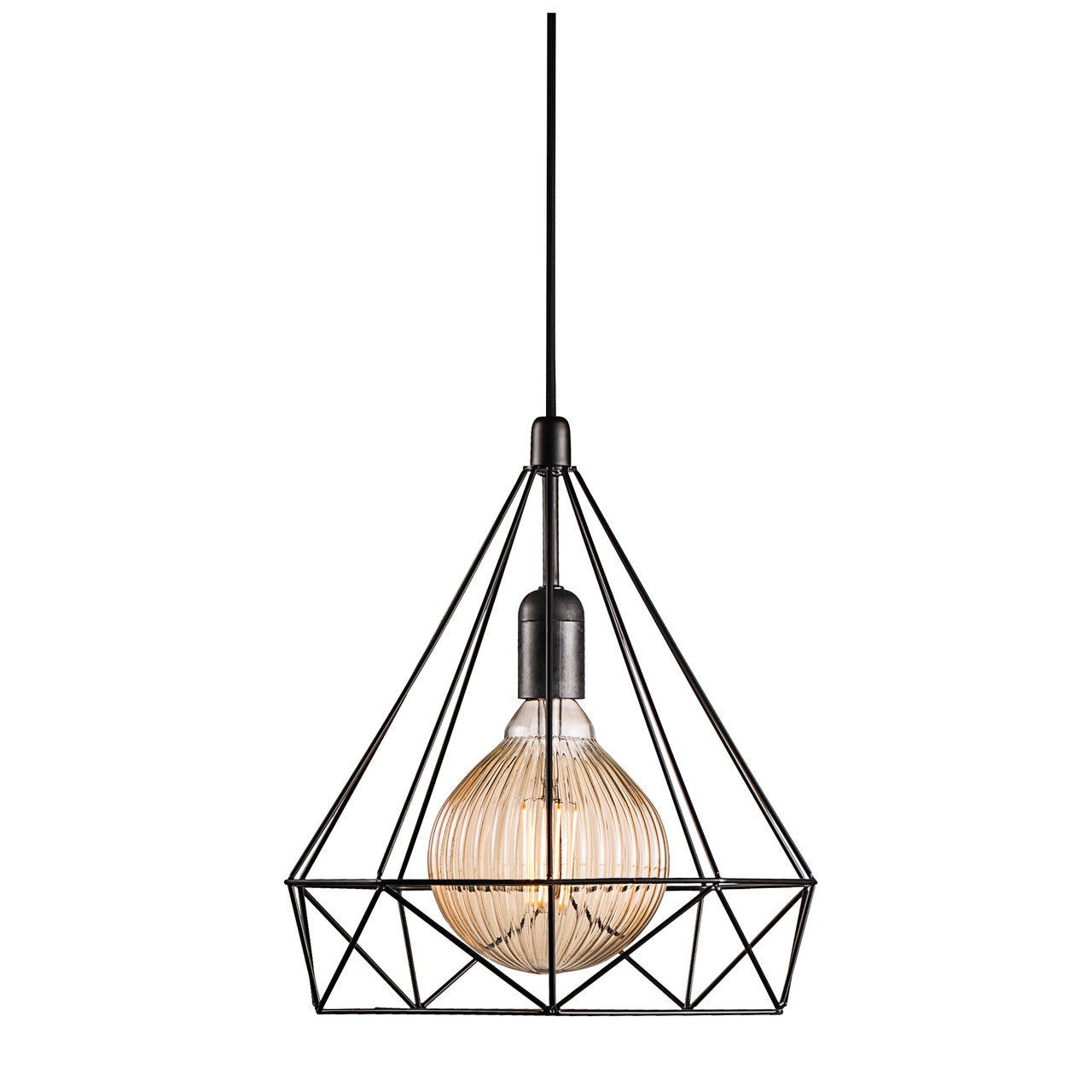 Aire modern pendant with G95 amber globe
