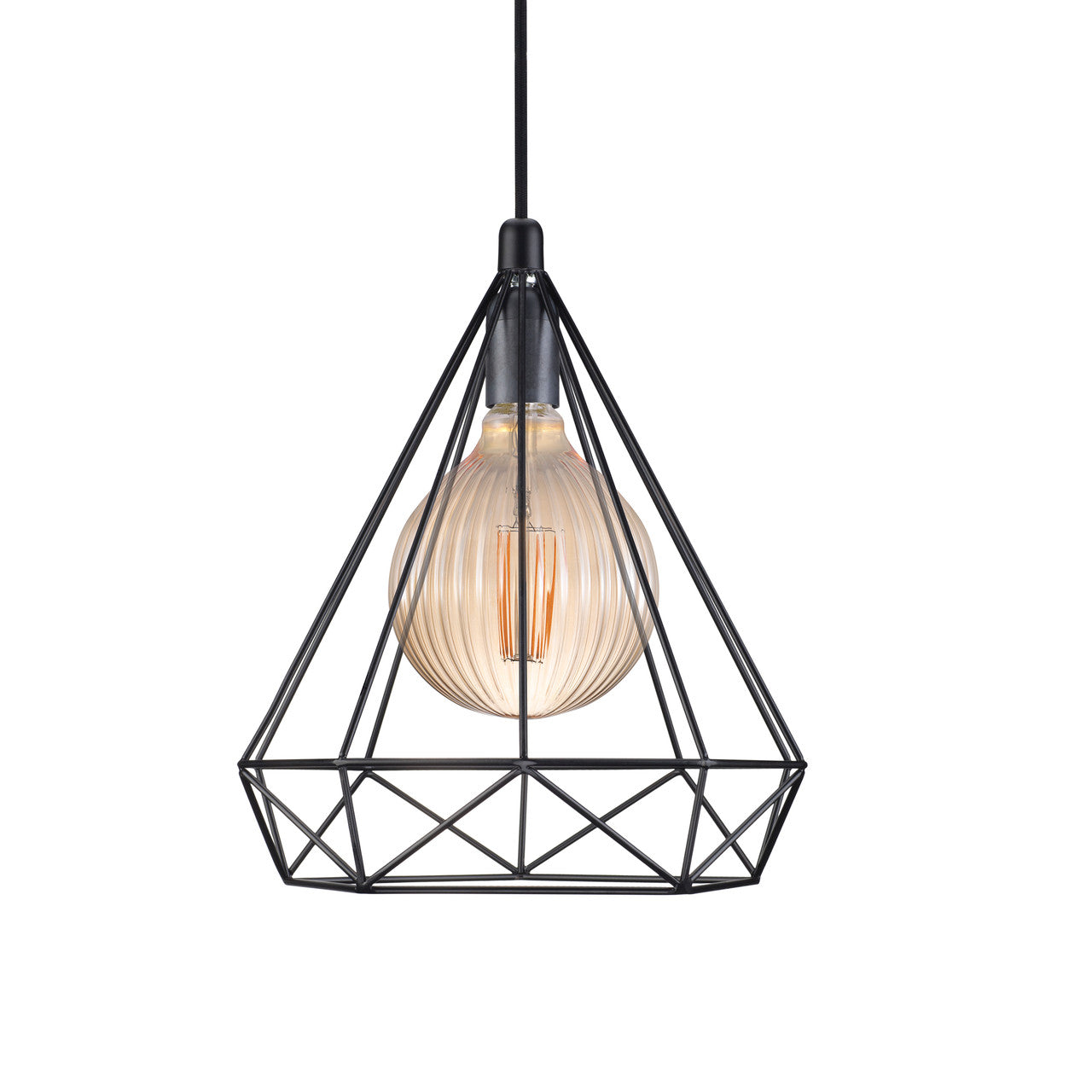 Aire modern pendant with decorative amber globe