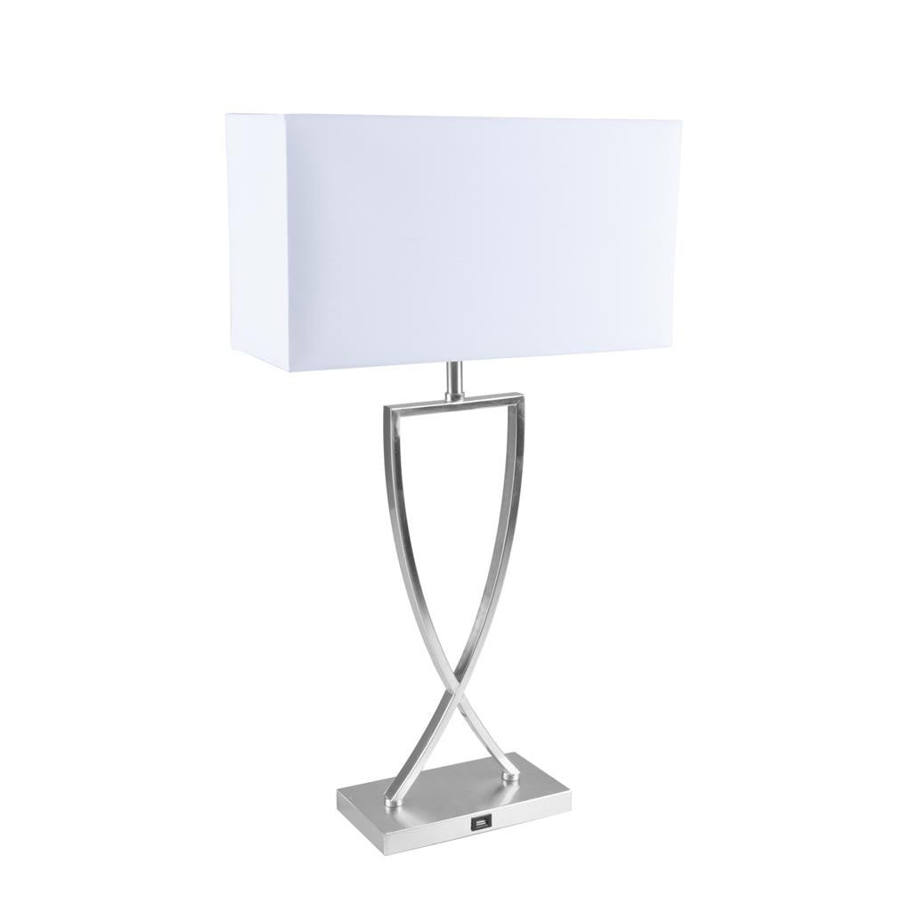 GIANA-TL TABLE LAMP USB 1XE27 240V - Satin Chrome