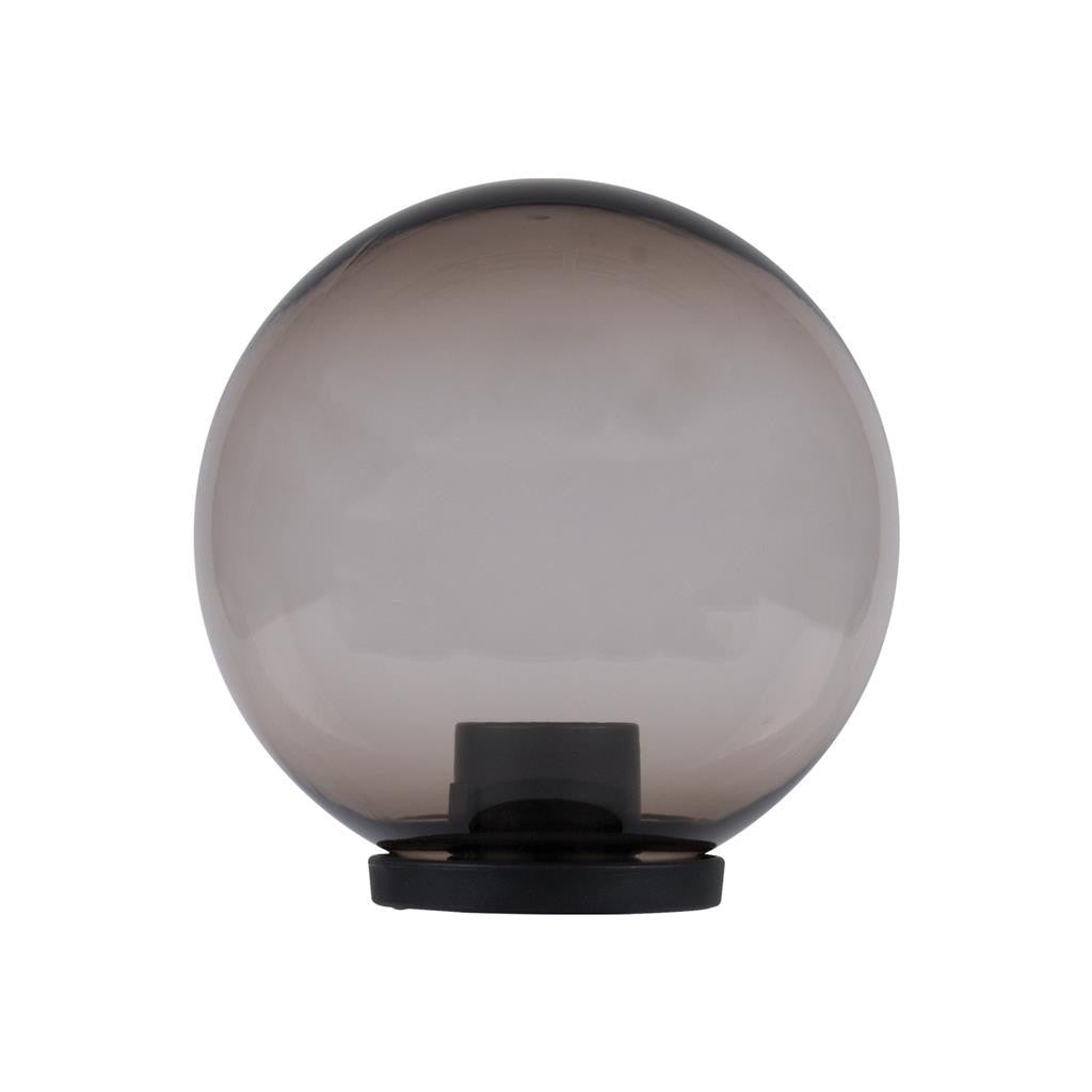 Polysphere 250mm Sphere 240V Polycarbonate Garden Light Black Base E27 - Smoke