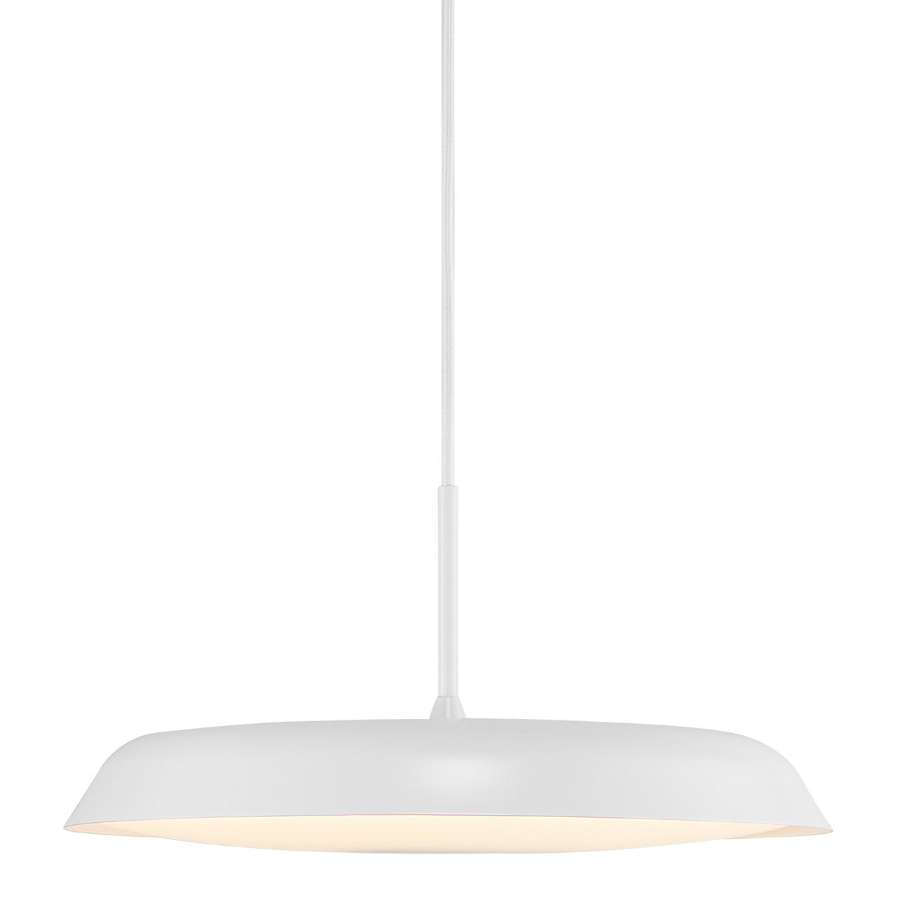 Piso White pendant light on.