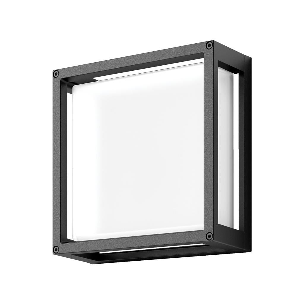 YORK-12 12W Led Square Wall Light IP65 240v 3000K - Dark Grey