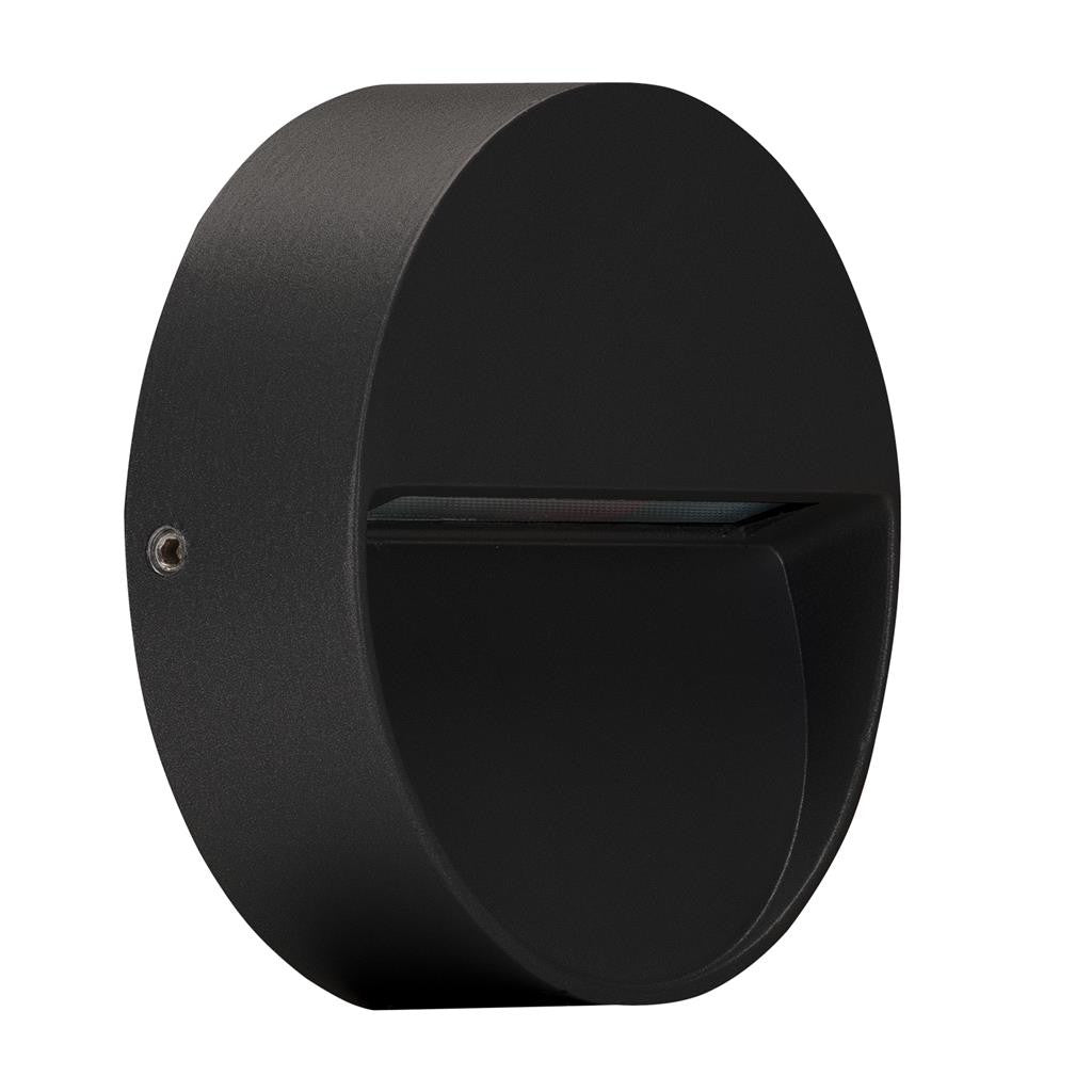 ZEKE-4-4W-RND Round Surface Mounted LED Steplight 3000K - Black