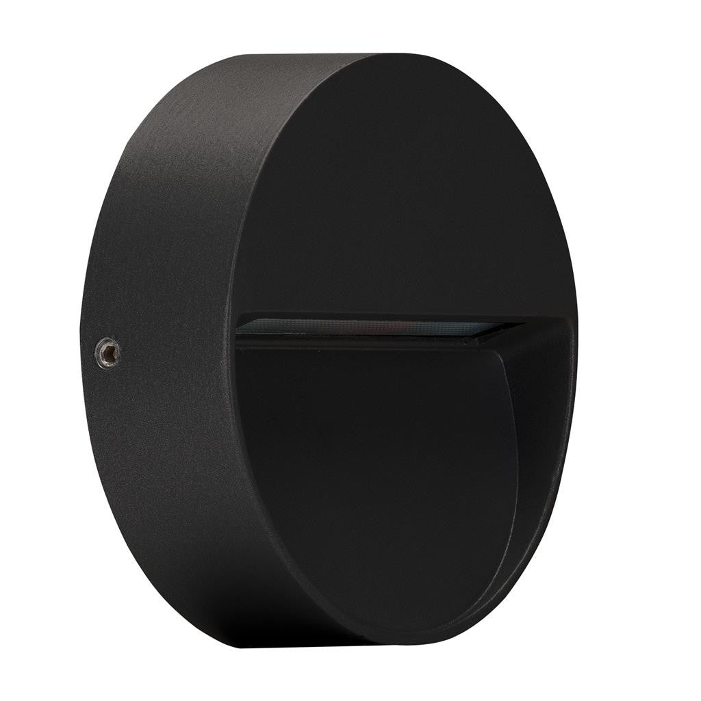 ZEKE-4-4W-RND Round Surface Mounted LED Steplight 5000K - Black