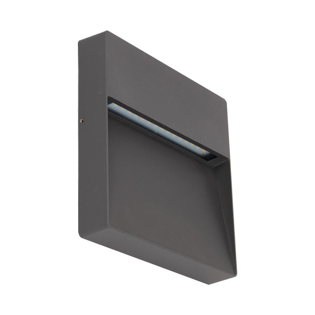 ZEKE-9- 9W Square LED Wall Light 240v 3000K - Dark Grey