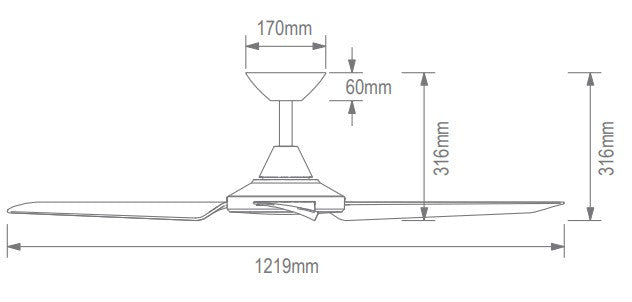 AXIS 3 BLADE 48" DC CEILING FAN BLACK