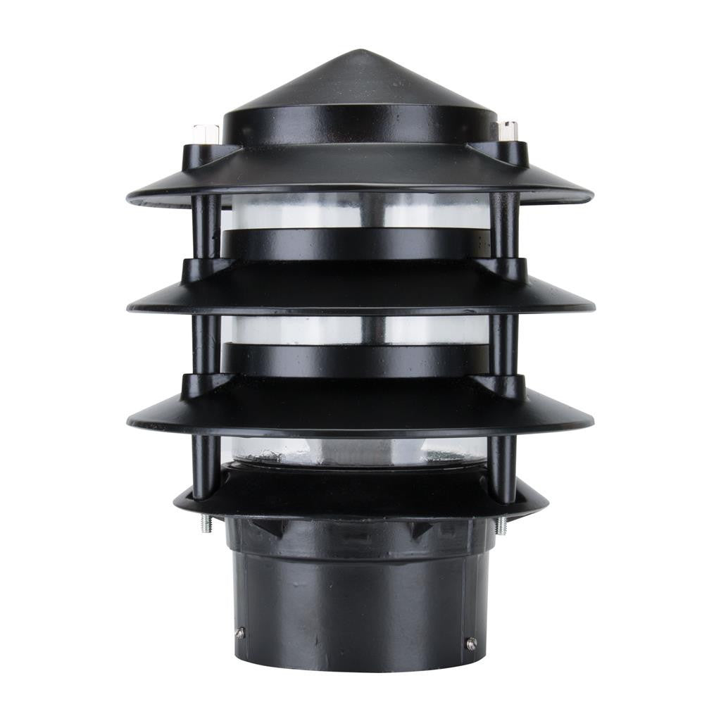 BL-100 Three Tier Bollard Head E27 Garden Light - Powder Coated Finish / E27 - Black