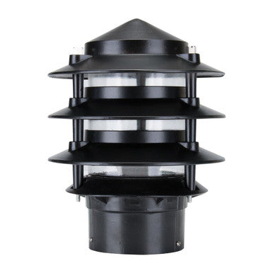 BL-100 Three Tier Bollard Head E27 Garden Light - Powder Coated Finish / E27 - Black