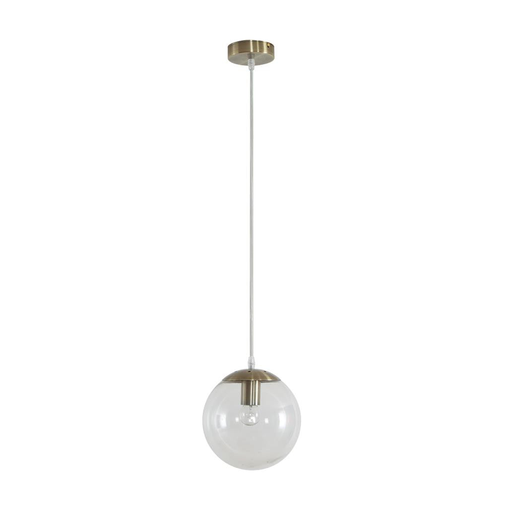 BUBBLE-200 CLEAR BALL 1XE27 PENDANT - Antique Brass